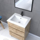 Meuble salle de bain 60 x 80 - finition chene naturel + vasque blanche + miroir - timber 60 - pack15 Aurlane - PACM225 