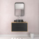 Meuble de salle de bain chêne naturel + vasque noir mat + miroir - UBY 80 - 80x45x53cm Aurlane - PACM260 