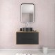Meuble de salle de bain chêne naturel + vasque noir mat + miroir led - uby 80 - 80x45x53cm Aurlane - PACM261 