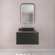 Pack meuble de salle de bain 53x45x80cm caisson 2 tiroirs + vasque rectangulaire noir mat - uby 80 