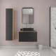 Pack meuble de salle de bain caisson 2 tiroirs + vasque rectangulaire + colonne + miroir uby 80cm Aurlane - PACM269 