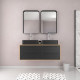 Meuble de salle de bains 120 cm_2 vasques rectangles_2 miroirs - chêne naturel et noir mat - uby Aurlane - PACM284 