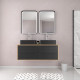 Meuble de salle de bains 120 cm_2 vasques rectangles_2 miroirs led - chêne naturel et noir mat - uby Aurlane - PACM285 