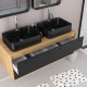 Meuble de salle de bains 120 cm - 2 vasques rectangles et colonne - chêne naturel et noir mat - uby 