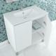 Pack meuble salle de bains 80cm blanc 2 portes, vasque, miroir 60x80 et réglette led - xenos Aurlane - PACM621 