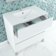 Pack meuble salle de bains 80cm blanc 3 tiroirs, vasque, miroir 60x80 à leds intégrées - xenos 