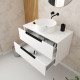 Meuble salle de bains 80 cm blanc laqué à suspendre - 2 tiroirs - vasque ø36 cm - jazz - Couleur de vasque au choix Blanc