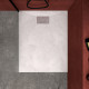 Pack receveur blanc effet pierre 100x80 cm et grille décor linéaire en inox - pack rock 2 Aurlane - PACR111 