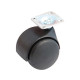 Roulette pivotante à platine rectangulaire + frein AVL - Doubles roues nylon Ø50 - Charge 40kg - 595080A 