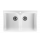 Evier céramique timbre d'office 2 bacs campagnard blanc 