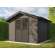 Abri de jardin composite isora - 9m2 - epaisseur des madriers : 28mm - cabane atelier / abri velo - menuiseries en aluminium - Couleur au choix Gris