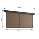 Abri bois composite alma - 15m² brun - epaisseur des madriers : 28mm - cabane de jardin - grilles d'aeration - porte double - gouttiere 