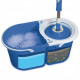 Balai serpillière microfibre avec seau essoreur bleu double bac 