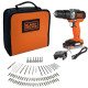 Perceuse visseuse à percussion sans fil 12 V + 80 accessoires + 1 batterie 1,5 Ah + 1 sac de transport - BLACK+DECKER - BDCHD12S1A-QW 