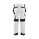 Pantalon peintre stretch 4D multipoches Blanc/Gris foncé - 10791645 