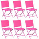 Chaise pliante en acier et toile globe (lot de 6) - Couleur au choix Framboise