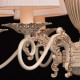 Chandelier beige classic 6 ampoules 85 cm 