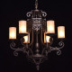 Chandelier marron country 6 ampoules 190 cm 