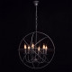 Chandelier noir country 6 ampoules 115 cm 