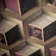 Papier peint intissé vinyle - Effet 3D - Modèle cube violet 