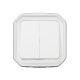 Double interupteur / va-et--vient ou poussoir plexo complet saillie - blanc (070023) 