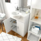 Ensemble de salle de bain blanc 60cm + vasque en céramique blanche + miroir LED + colonne 2 portes - THRIFTY Aurlane - PACM001 