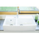 Évier Céramique Timbre D'office 2 Bacs Country Blanc 90 cm 