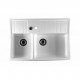 Évier Céramique Timbre D'office 2 Bacs Country Blanc 90 cm 