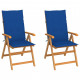 Chaises de jardin teck avec coussins teck - Couleur et nombre de places au choix Bleu-royal