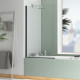 Pare-baignoire rabattable - verre trempé 4mm - Dimensions et couleur de profilé au choix Noir mat|80 x 140
