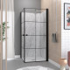 Portes de douche en angle 80x80x190 cm - motifs carrés - Couleur profilés au choix 