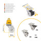 Lot de 4 roulettes transparentes Slip 3 avec plétine de montage, diamètre 35mm, Acier et Plastique 