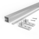 Kit de 4 profils transversaux pour meubles de cuisine Albeam, avec accessoires à visser, aluminium et plastique, anodisé mat 