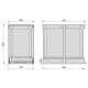Bac à recyclage pour montage inférieur et extraction manuelle/automatique dans les éléments de cuisine, Inox 2x12 litres plastique et acier inoxydable 