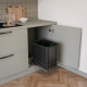Poubelle de recyclage pour montage inférieur et extraction manuelle pour meuble de cuisine Recycle 1x35 litres, Plastique gris anthracite 
