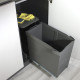 Poubelles de recyclage pour la cuisine, 1 x 30L, fixation inférieure et extraction automatique, Acier et Plastique, Gris antracite 