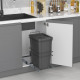 Poubelle de recyclage Recycle pour cuisine, 35 L, fixation par le bas et extraction manuelle, Plastique gris antHracite 