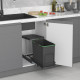 Poubelle de recyclage Recycle pour cuisine, 24 L, fixation au fond et extraction manuelle/automatique, Plastique gris antracite 