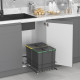Poubelle de recyclage Recycle pour cuisine, 2 x 16 L, fixation par le bas et extraction manuelle, Plastique gris anthracite 