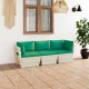 Canapé palette à 3 places de jardin avec coussins bois d'épicéa - Couleur au choix Vert