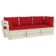 Canapé palette à 3 places de jardin avec coussins bois d'épicéa - Couleur au choix Rouge