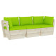 Canapé palette à 3 places de jardin avec coussins bois d'épicéa - Couleur au choix Vert Vif