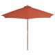 Parasol d'extérieur avec mât en bois 300 cm - Couleur au choix Terre cuite