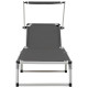 Chaise longue pliable avec auvent Aluminium et textilène - Couleur au choix Gris