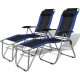 Vidaxl chaise inclinable de camping 2 pcs bleu et noir 