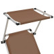 Chaise longue pliable avec auvent Aluminium et textilène - Couleur au choix 