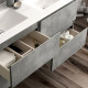 Ensemble meuble de salle de bain 140cm double vasque + colonne de rangement - ciment (gris) 