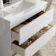 Meuble de salle de bain simple vasque - 3 tiroirs - palma et miroir led veldi - blanc - 100cm 
