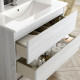 Meuble de salle de bain simple vasque - 2 tiroirs - balea et miroir led stam - hibernian (bois blanchi) - 100cm 