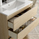 Meuble de salle de bain simple vasque - 4 tiroirs - balea et miroir led stam - bambou (chêne clair) - 120cm 
